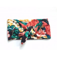 Top Knot headband - Black floral Print